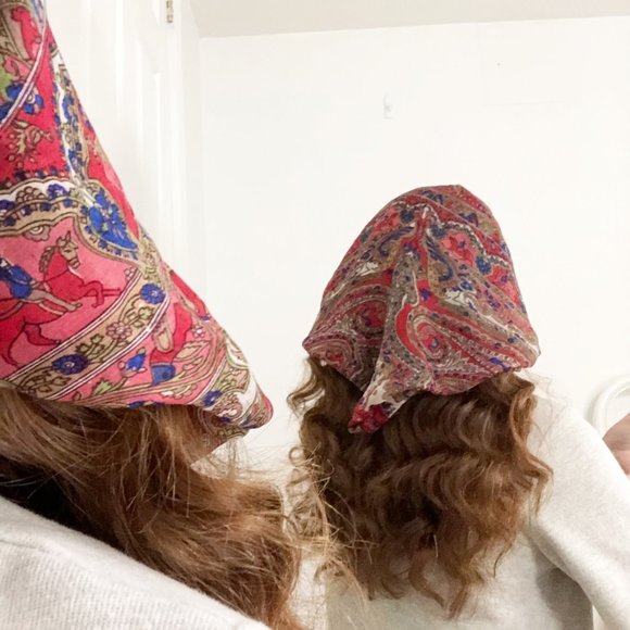 Vintage 100% Silk Boho Animal Print Scarf / Top - Picture 5 of 6